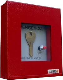 PORTA CHAVE TIPO QUEBRE O VIDRO COM CX METÁLICA VERMELHA