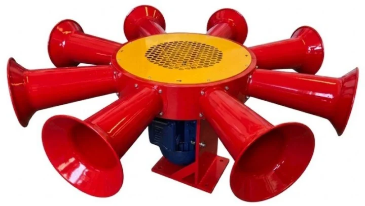 SIRENE ELETROMECÂNICA INDUSTRIAL TRIFÁSICA COM 8 CORNETAS
